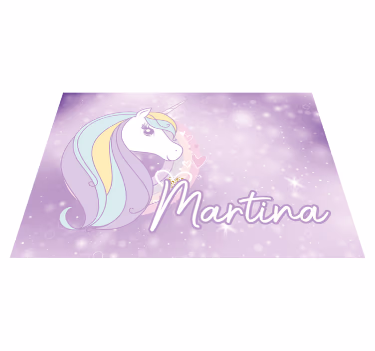 Covor de vinil cu nome Țara viselor cu unicorni - TenStickers