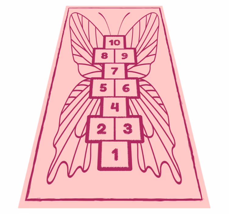 Covor de vinil jocuri șotron fluture roz - TenStickers