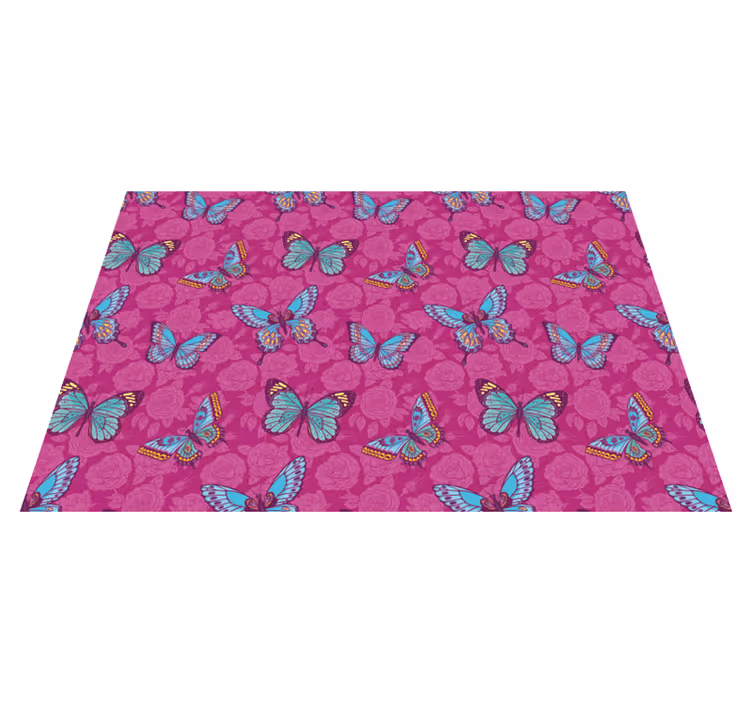 Covor vinil flori și plante motiv floral fluture - TenStickers