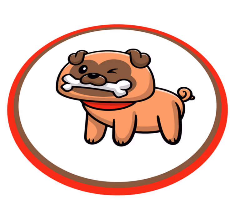 Covor vinil animal buldog cu os - TenStickers