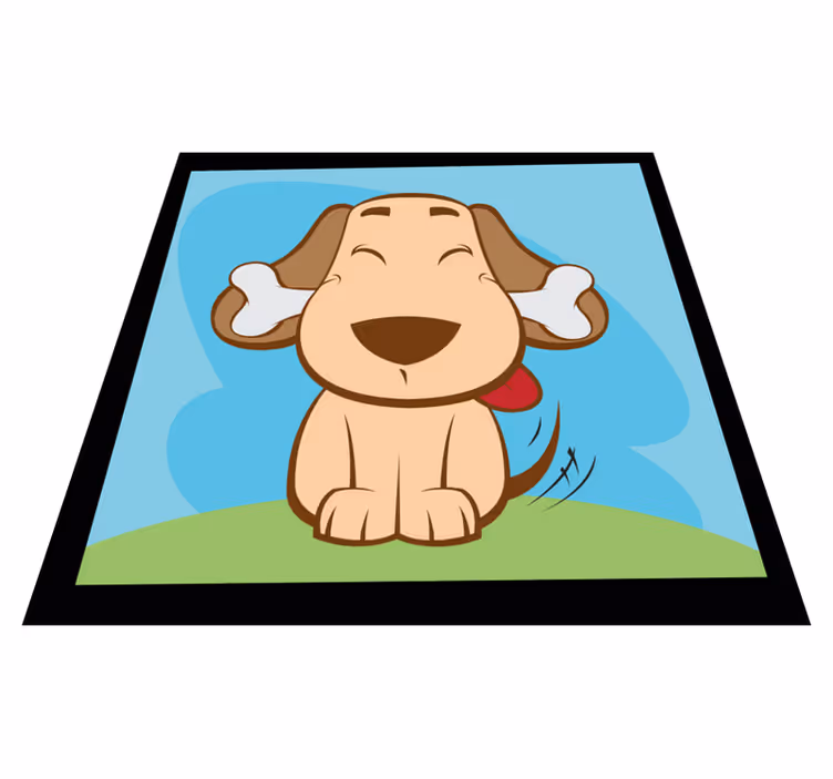 Covor vinil animal câine fericit cu os - TenStickers