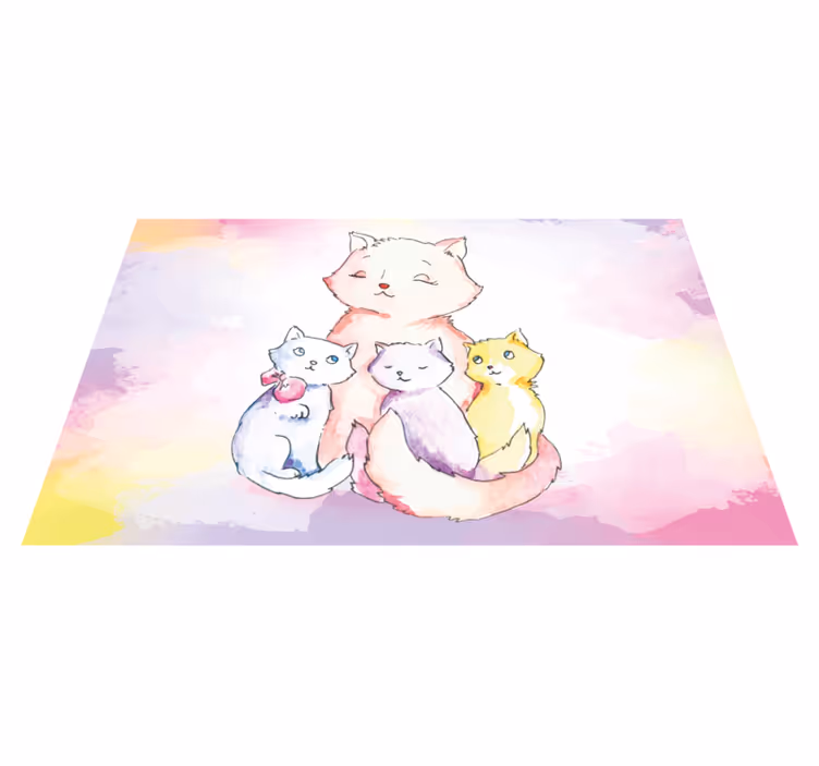 Covor dormitor familie de pisici - TenStickers