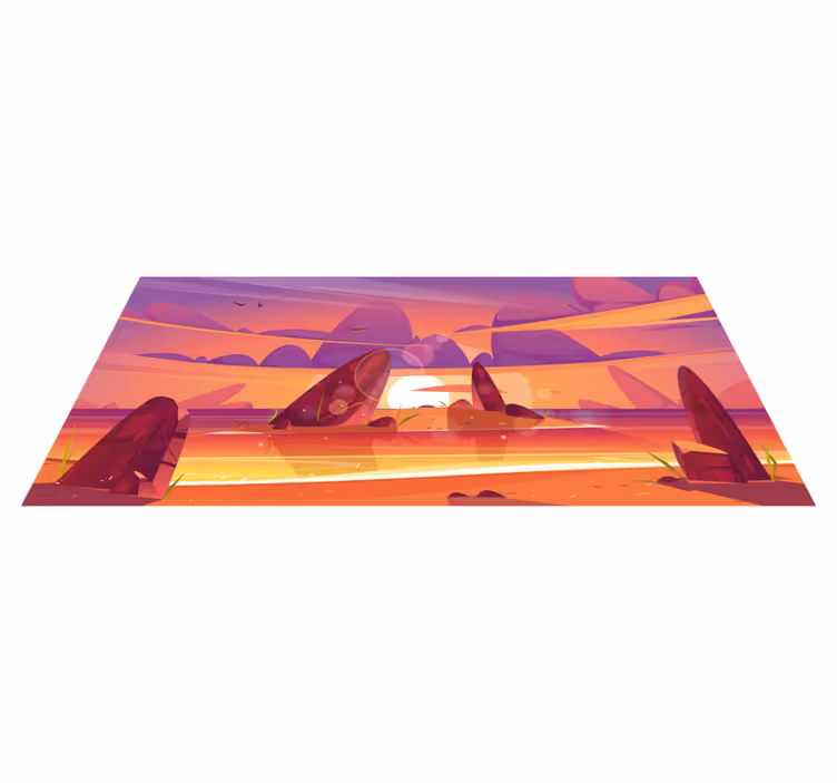 Covor de vinil cu plajă și mare de desene animate - TenStickers