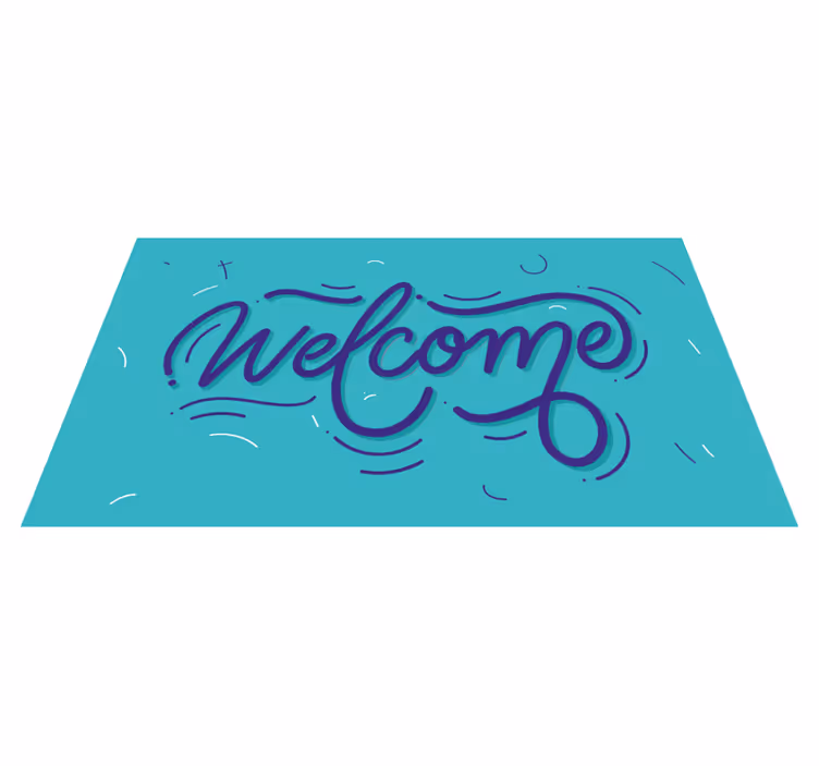 Covor vinil hol intrare design albastru de bun venit - TenStickers