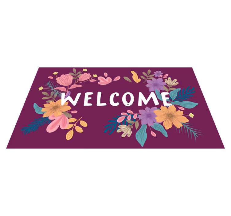 Covor vinil hol intrare semn de bun venit floral - TenStickers