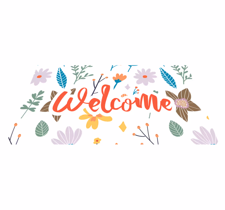 Covor vinil hol intrare design floral de bun venit - TenStickers