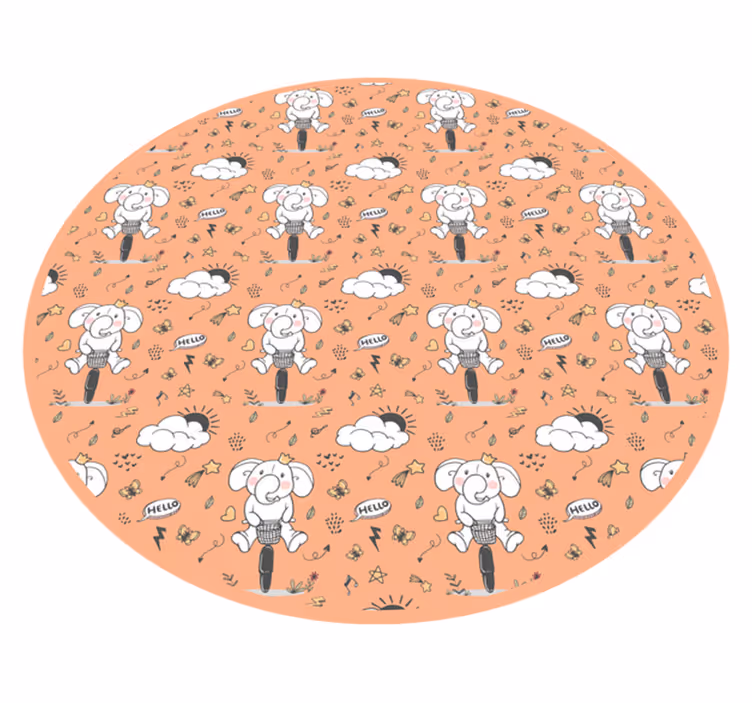 Covor de vinil pentru copii temă veselă de elefant - TenStickers