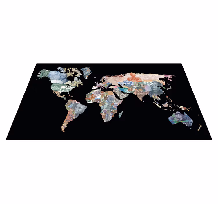 Covor de vinil harta lumii atlasul monedelor mondiale - TenStickers