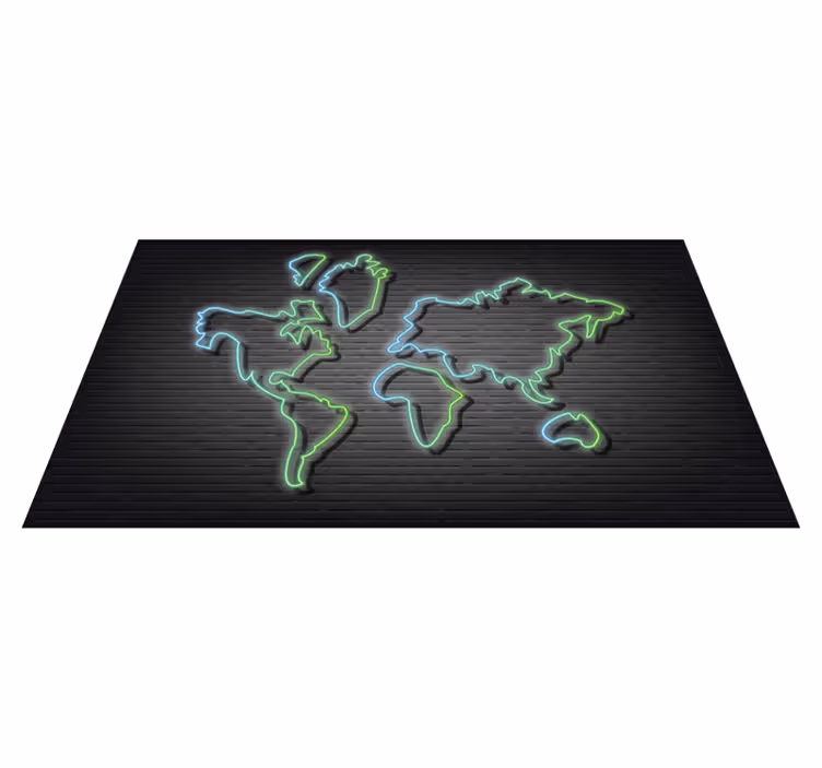 Covor de vinil harta lumii contur neon - TenStickers