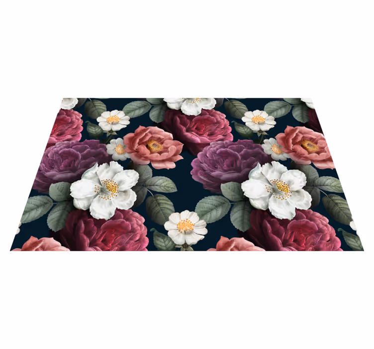 Covor floral trandafiri albi si rosii - TenStickers