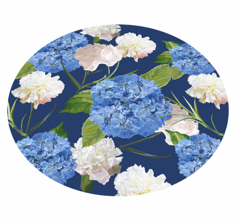 Covor vinil flori și plante model de hortensie - TenStickers