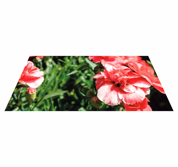 Covor vinil flori și plante flori roz și iarbă - TenStickers