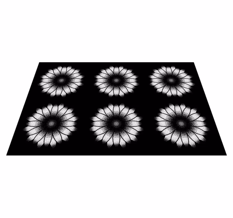 Covor negru de floarea soarelui din vinil - TenStickers