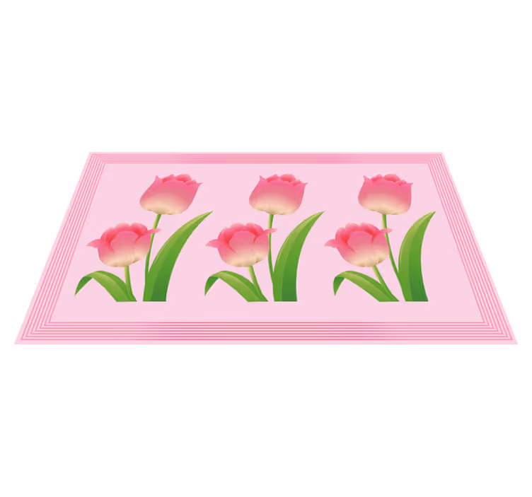 Covor vinil flori și plante afișaj de lalele roz - TenStickers