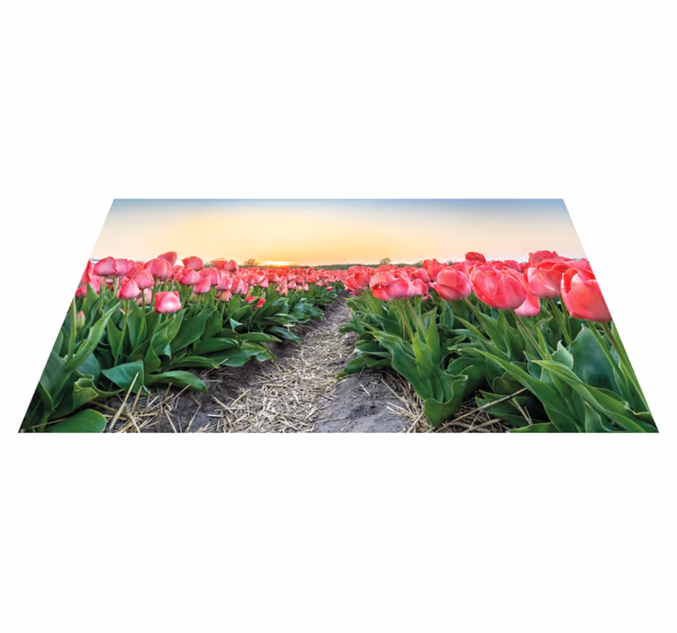 Covor vinil flori și plante perspectiva câmpului de lalele - TenStickers
