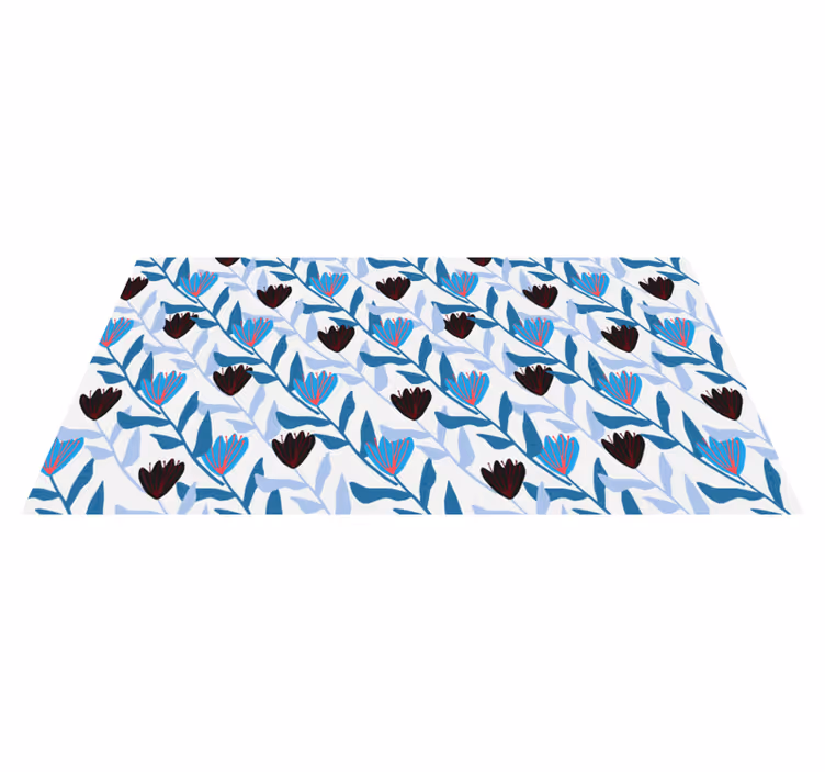 Covor floral albastru și negru ilustrat cu lalele - TenStickers