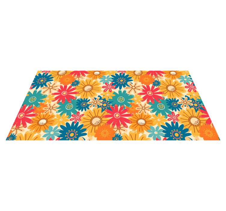 Covor vinil flori și plante model floral colorat - TenStickers