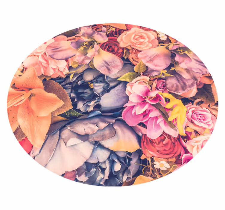 Covor vinil flori și plante aranjament floral rotund - TenStickers