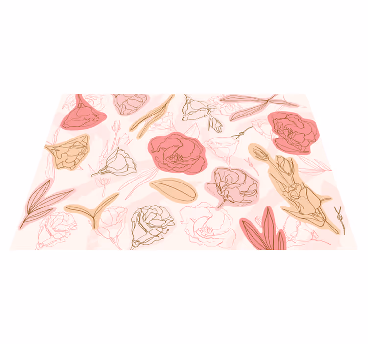 Covor floral trandafiri roz și alb - TenStickers