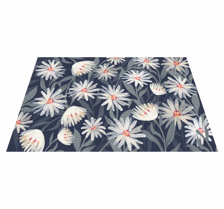 Covor vinil flori și plante margarete albe florale - TenStickers