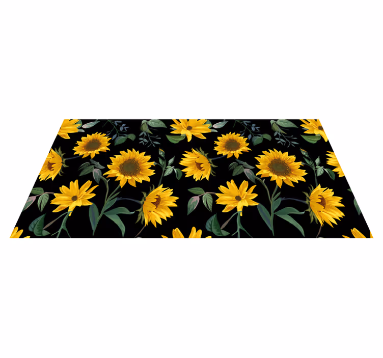 Covor vinil flori și plante model floral de floarea-soarelui - TenStickers