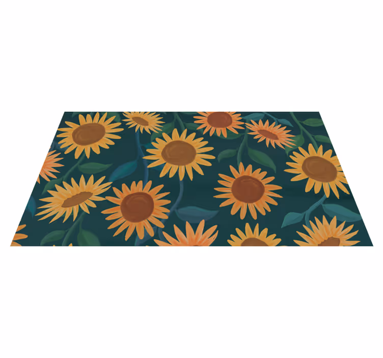 Covor vinil flori și plante model floarea-soarelui vintage - TenStickers