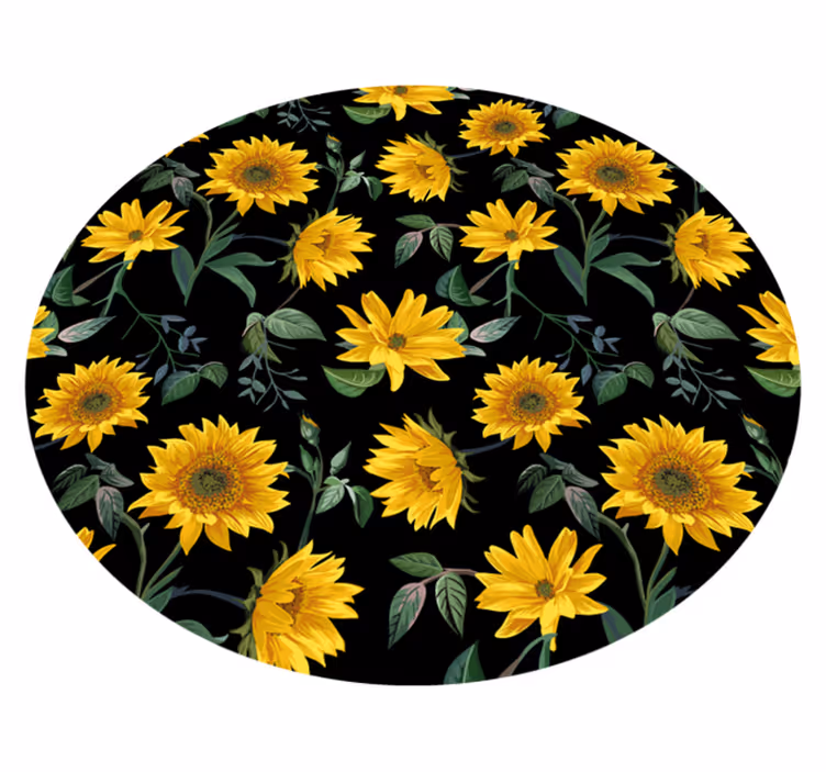 Covor vinil flori și plante motiv floral de floarea-soarelui - TenStickers