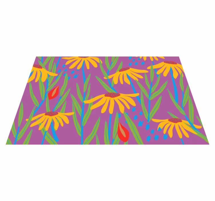 Covor vinil flori și plante aranjament botanic violet - TenStickers