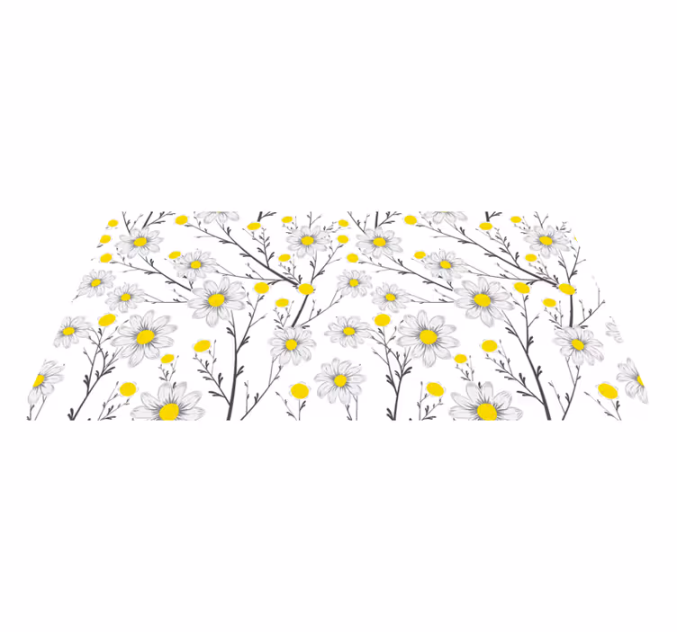 Covor vinil flori și plante model floral galben - TenStickers