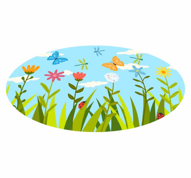 Covor vinil flori și plante scena de gradina florala - TenStickers