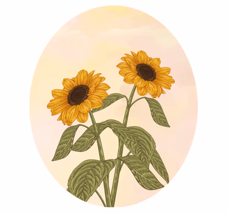 Două floarea-soarelui într-un singur covor floral - TenStickers