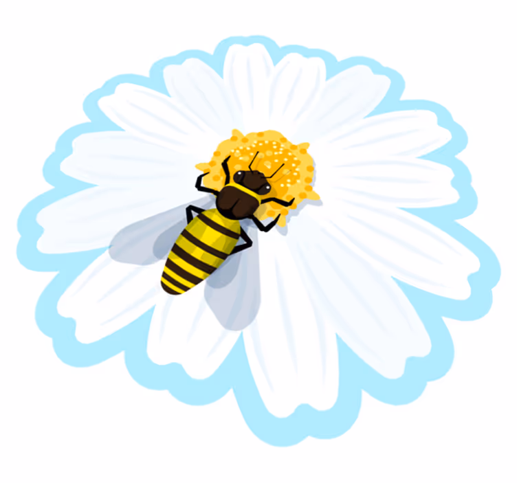 Covor vinil flori și plante albină pe margaretă - TenStickers