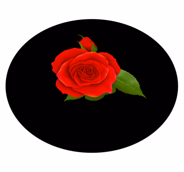 Trandafir roșu pe covor negru din vinil floral - TenStickers