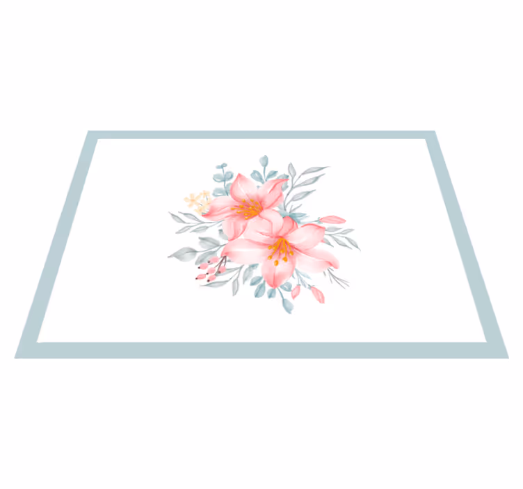 Covor vinil flori și plante eleganță florală roz - TenStickers