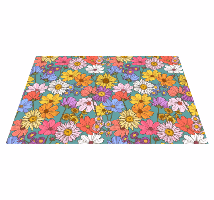 Covor vinil flori și plante motiv viu colorat - TenStickers