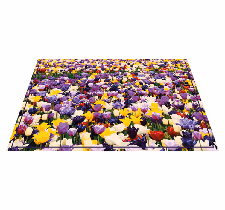 Lalele multiple într-un covor floral de câmp - TenStickers