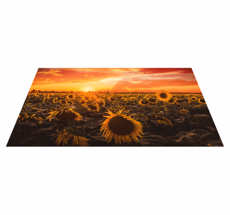 Covor vinil flori și plante scenă apus de soare - TenStickers
