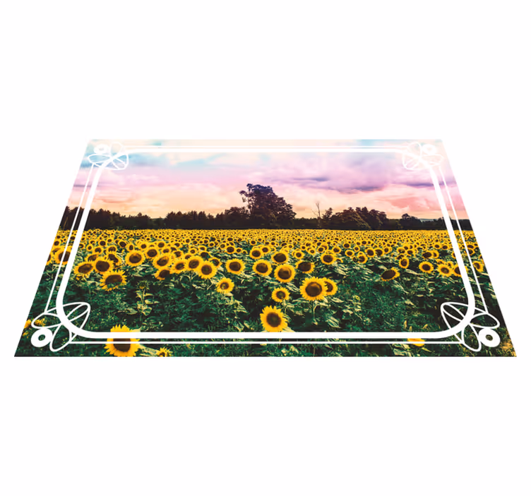 Covor vinil cu aspect de natura peisaj cu floarea soarelui - TenStickers