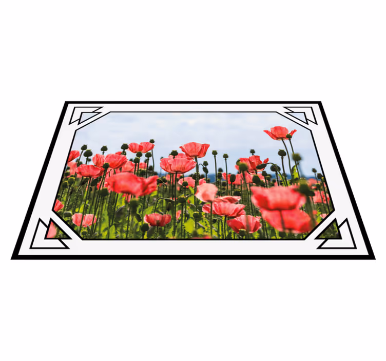Covor vinil flori și plante câmp de maci colorat - TenStickers