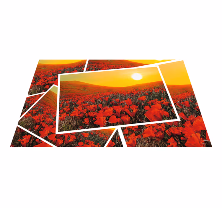 Covor vinil cu aspect de natura câmpuri de flori vibrante - TenStickers