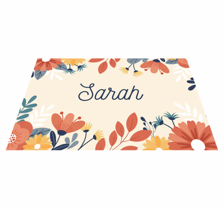 Covor de vinil cu nome nume floral personalizat - TenStickers