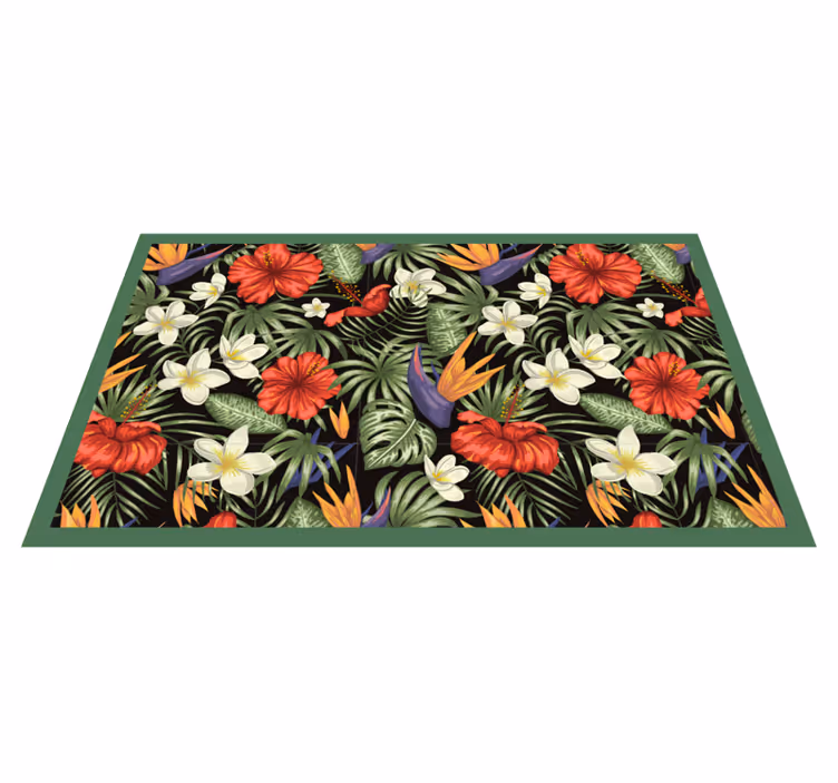 Covor vinil flori și plante model tropical colorat - TenStickers