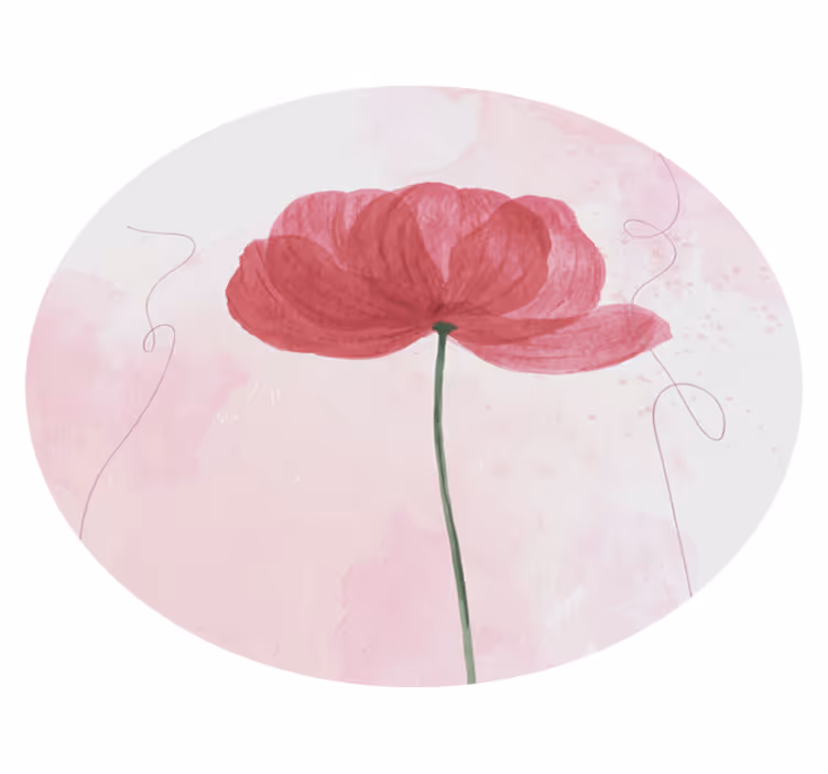 Covor vinil flori și plante design de mac cu acuarelă - TenStickers