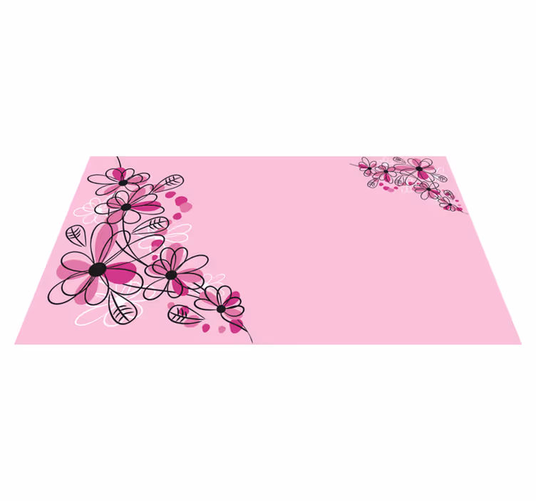 Covor vinil flori și plante farmec floral roz - TenStickers