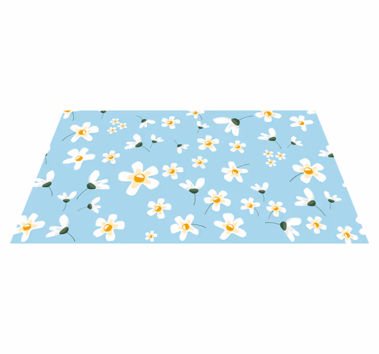 Fundal albastru cu covor floral margarete - TenStickers