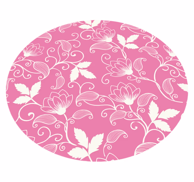 Covor vinil flori și plante spirale florale roz - TenStickers