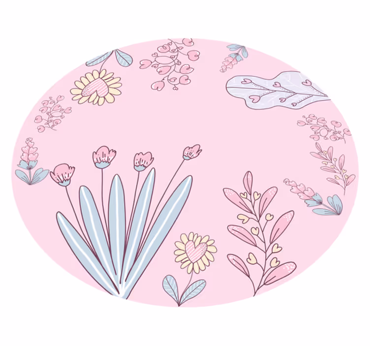 Covor vinil flori și plante modele florale cu inimioare - TenStickers