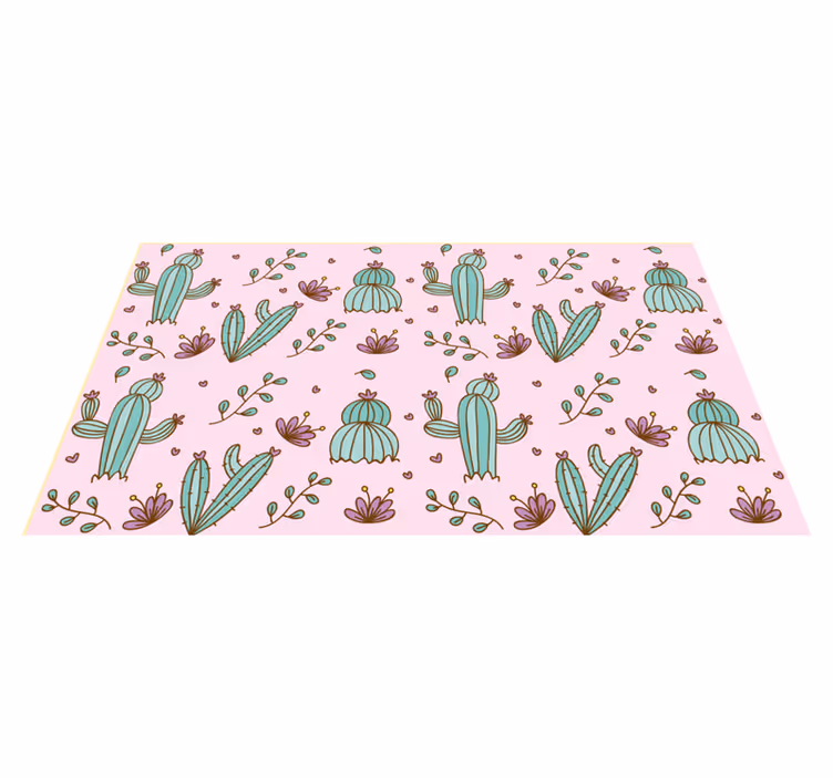 Covor vinil flori și plante model floral de cactus - TenStickers