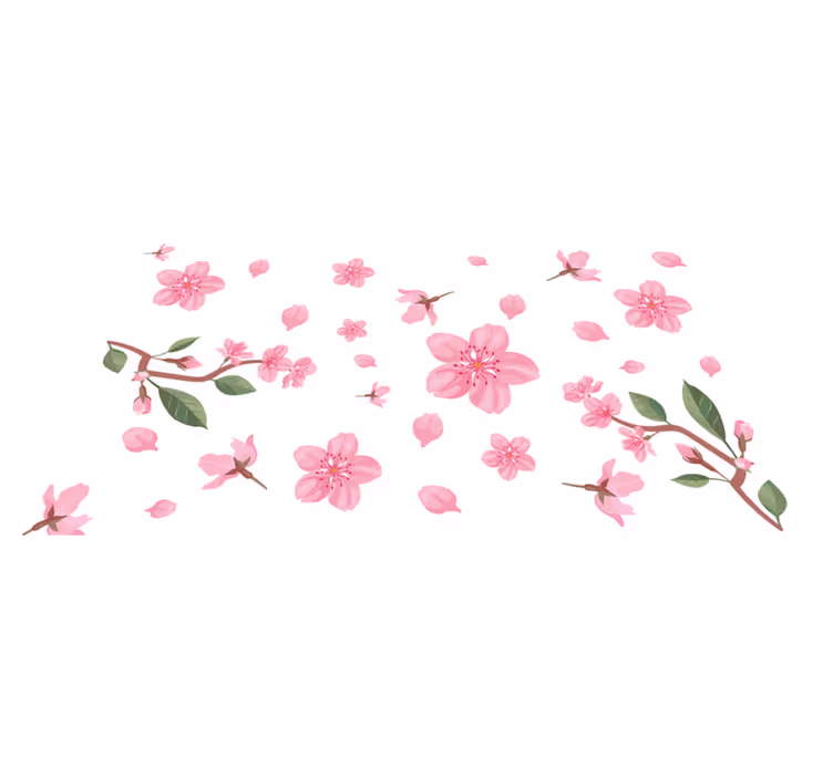 Covor vinil flori și plante motiv de floare roz - TenStickers