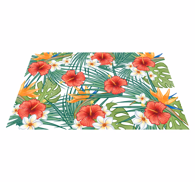 Covor vinil flori și plante temă florală tropicală - TenStickers